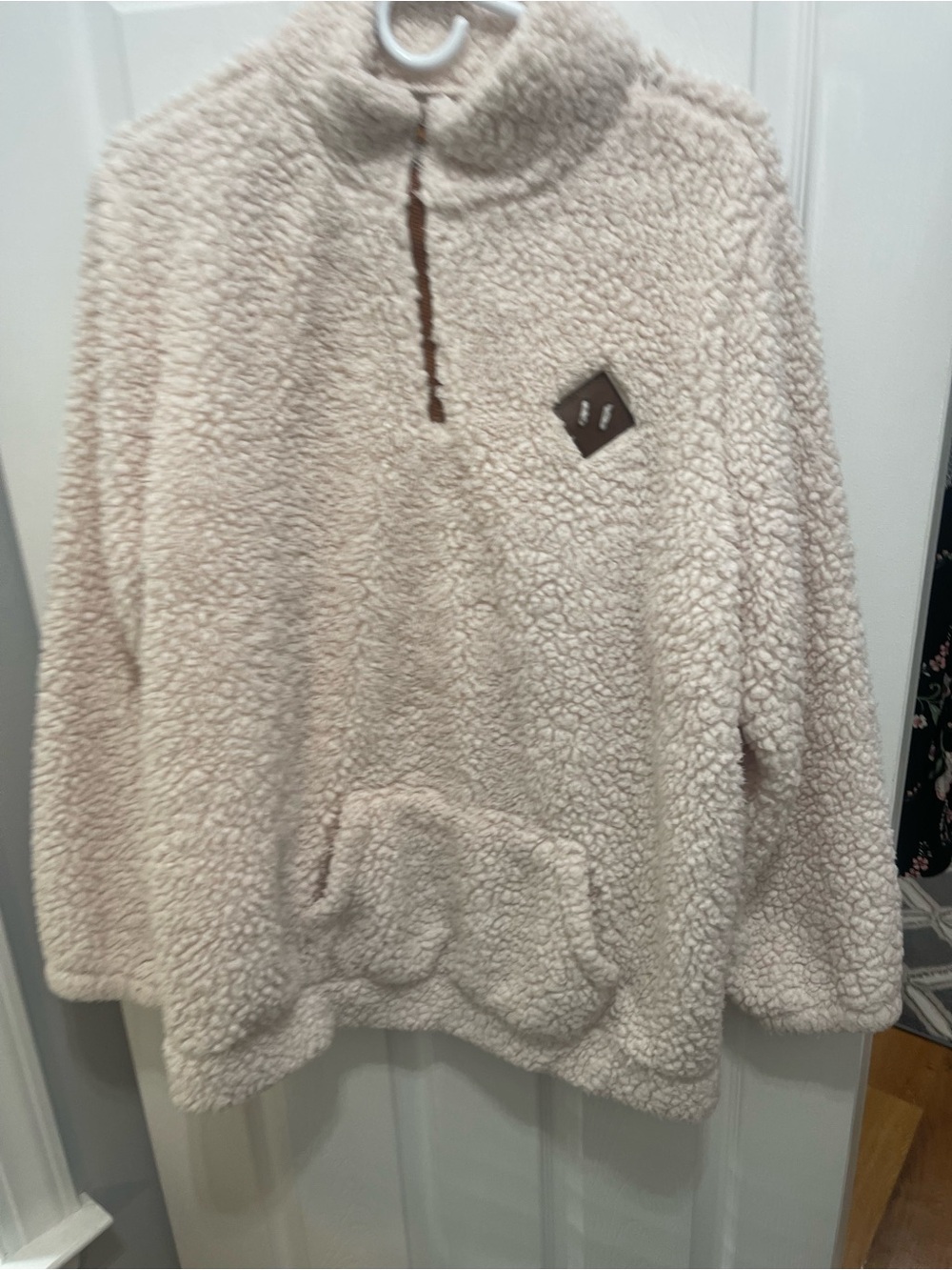 Cozy Cream Sherpa Quarter-Zip Pullover Hoodie - Picture 5 of 11